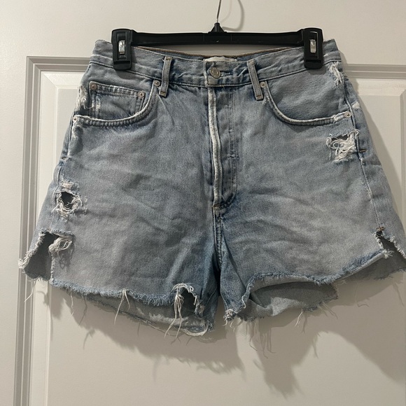 Agolde distressed button fly jean shorts size 27 - Picture 1 of 5